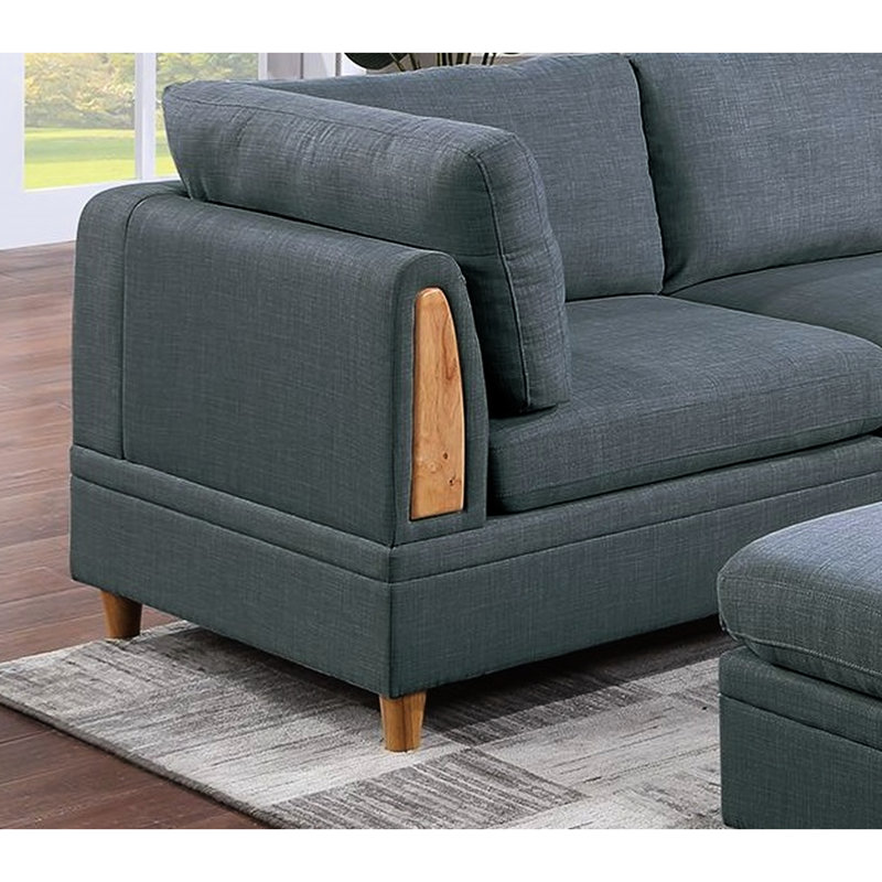 Modulaire contemporain 6 en tissu avec dossier gris acier pour 6 personnes, moderne