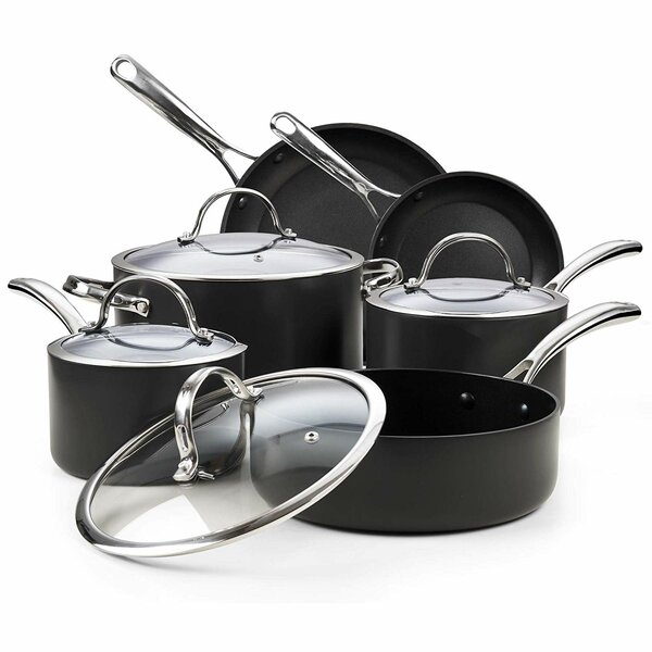 Pots and Pans Set Nonstick Kitchen Cookware Set, Cast Aluminum Shot Peening  Craft Long-lasting Nonstick, 10-Piece 