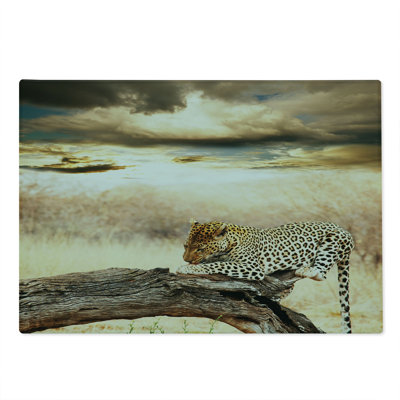 Ambesonne Beige Cutting Board Large Size Wild Leopard Beige and Brown