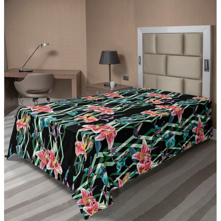 Ambesonne, drap plat floral pivoines, art botanique printanier