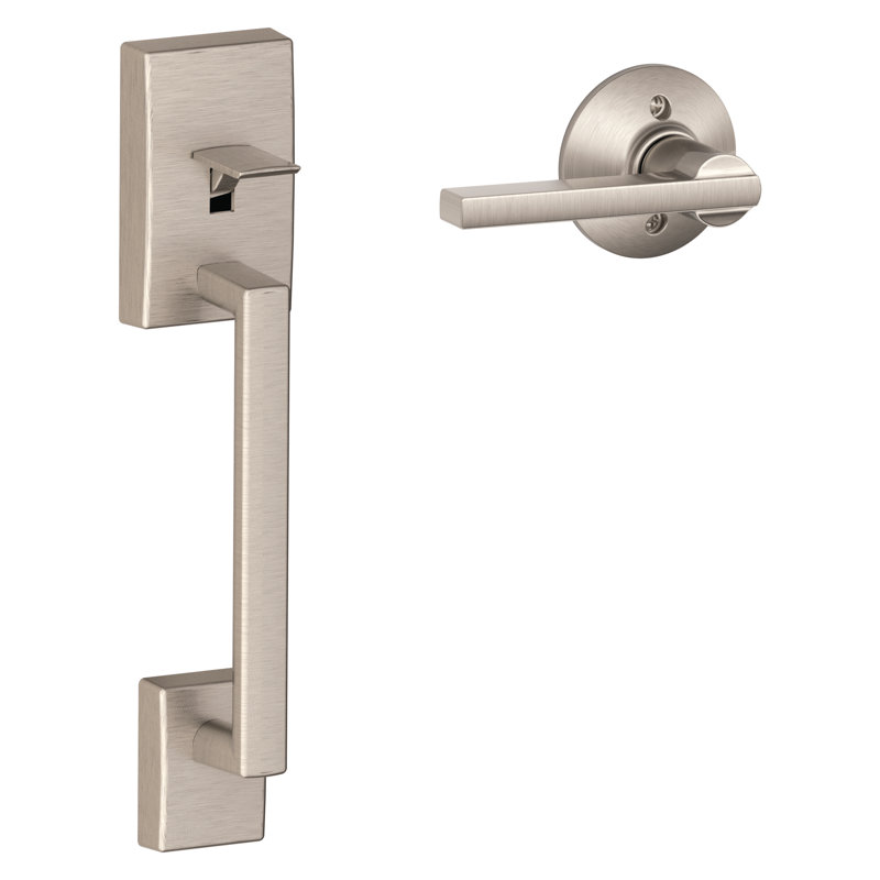 Century Lower Half Handleset and Latitude Door Lever Set (Deadbolt Sold Separately), Satin Nickel