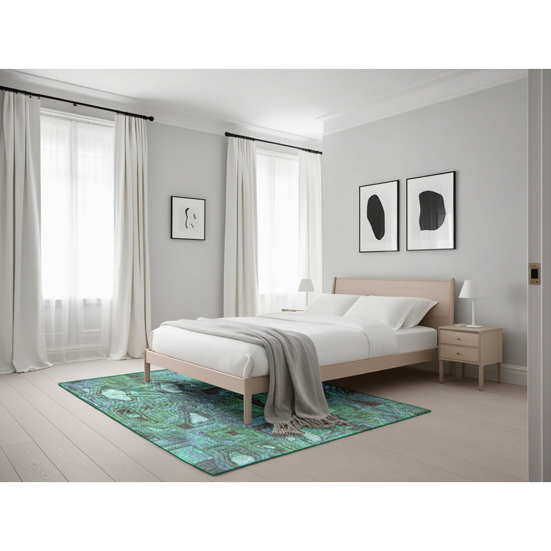 Tapis de zone verte à motif, Rectangle 5 pi x 7 pi