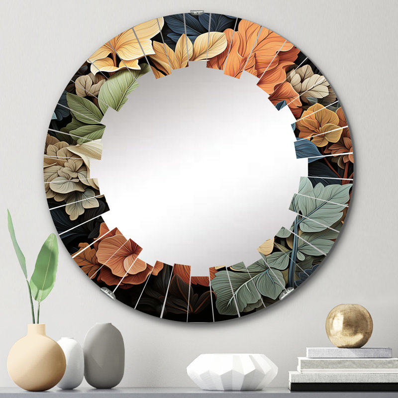 Loyers - Miroir mural floral rond, 24 po x 24 po