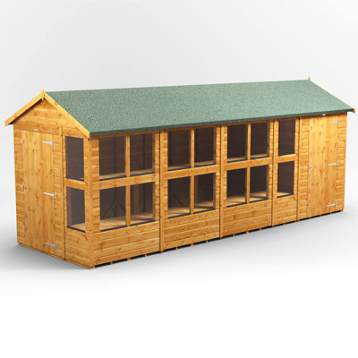 Powersheds 18 x 6ft Timber Tongue & Groove Apex Potting Shed Combi (includes 4ft Side Store)