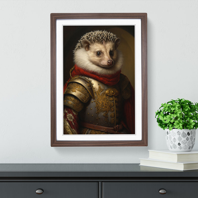 Hedgehog Renaissance - Framed Print, Walnut Framed, 34cm H x 25cm W x 2cm D