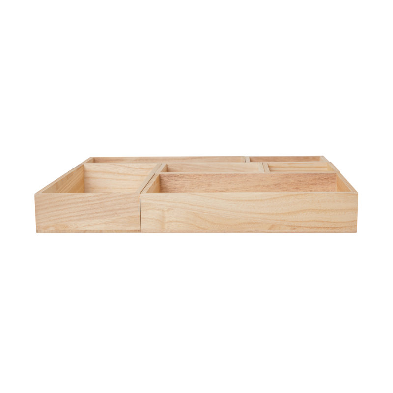Light Natural 6-Piece Paulownia Wood Desk Drawer Organizer Set