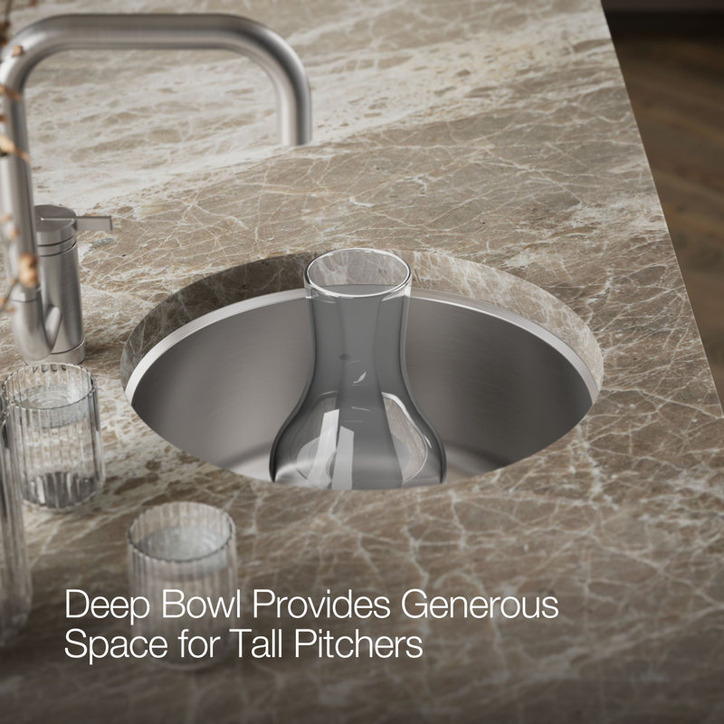 Undertone  Lyric 18-3 8" Diameter x 7-5 8" Top-Mount Under-Mount Single Circular Bowl Kitchen Sink