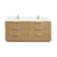 Meuble-lavabo double autoportant 72 po Allister en gris cendré délavé avec plateau en pierre de quartz blanc Allister-121696757-121696755