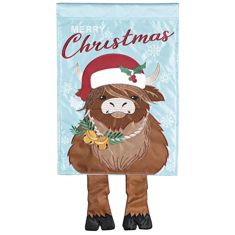Crazy Leg Highland Cow Merry Christmas