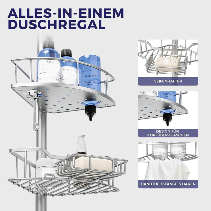 Tension Stainless Steel Shower Shelf, Silver