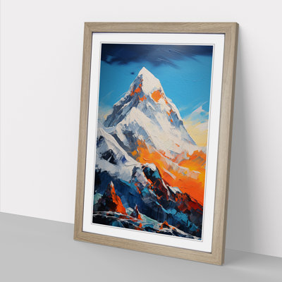 Mount Everest Action Painting - Single Picture Frame Print on Wood