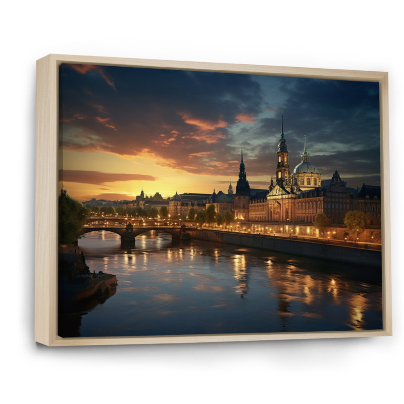 Maryna " Germany Dresden Baroque City I ", 16" H x 32" W, Cadre naturel flottant