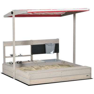 Outsunny 43.3'' x 43.3'' Solid Wood Rectangle Sandbox
