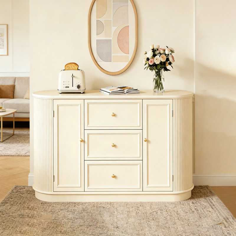 Buffet minimaliste en bois massif de style nordique, H 35,43 po x l 51,18 po x P 15,75 po