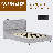 Bed Frame, Adjustable Rounded Corners Headboard with LED Lights, Upholstered Bed Frame with Charging Station, No Box Spring Required, Easy Assembly,-628346277-628346272