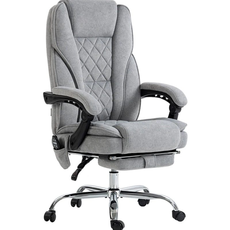 Fauteuil inclinable chauffant, fauteuil de bureau de massage à hauteur réglable, repose-pieds