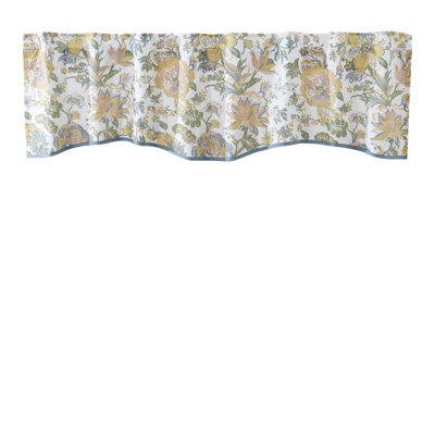Cantonnière festonnée en coton Amaker 72 po en bleu / jaune / vert