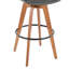 Tabouret de bar 29 po à hauteur fixe avec pivot en bambou et similicuir gris avec repose-pieds rond en métal noir-237536206