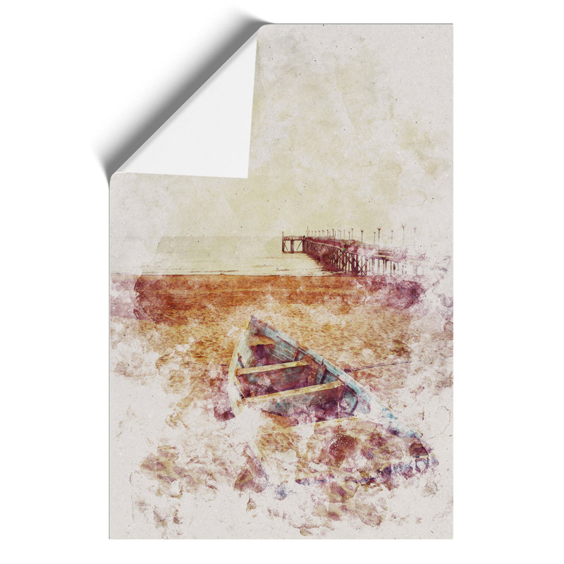 Boat on the Beach Watercolour - Frameless Print, 84cm H x 59cm W x 0.1cm D