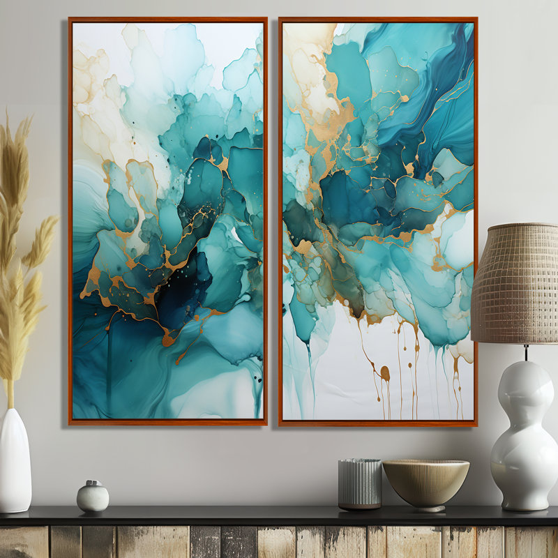 Claranell - Art mural moderne 2 pièces, 40" H x 40" W, Brown, Impression encadrée flottante