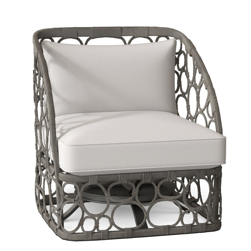 Bali Swivel Patio Chair with Cushions, White Sunbrella 6063-000, Dove Gray