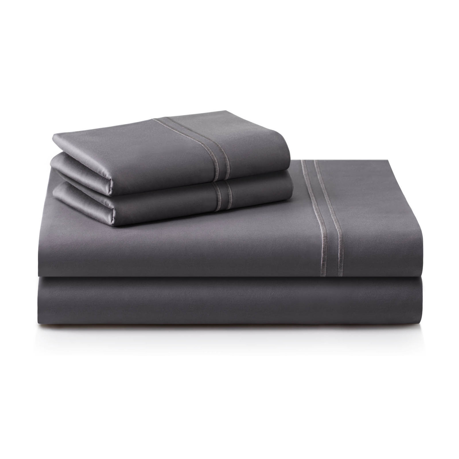 Supima Sateen Sheet Set, Dark Gray, Split Cal.King Sheet Set+1Fitted Sheet+2Pillowcase