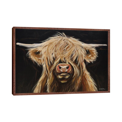 Highland Cow On Black - Painting on Canvas