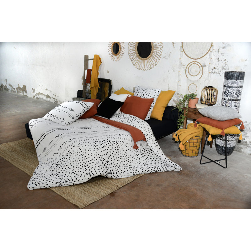 Shepard Cotton Ikat Duvet Cover Set with Pillowcases, 220 x 240cm Duvet Cover + 2 Housewife Pillowcases
