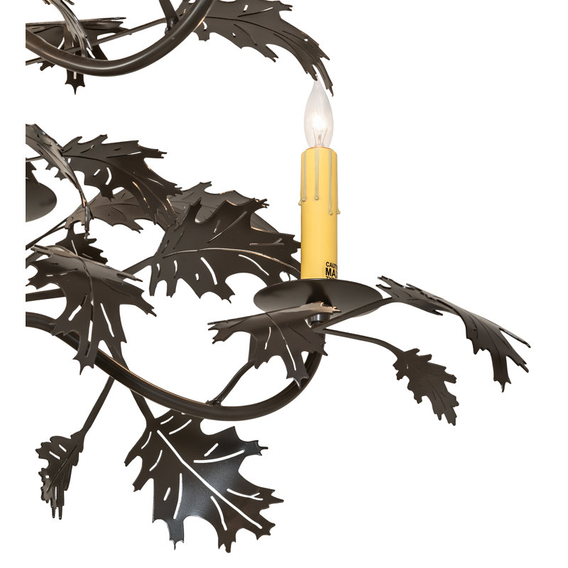 36" Wide Oak Leaf 9 Light Chandelier