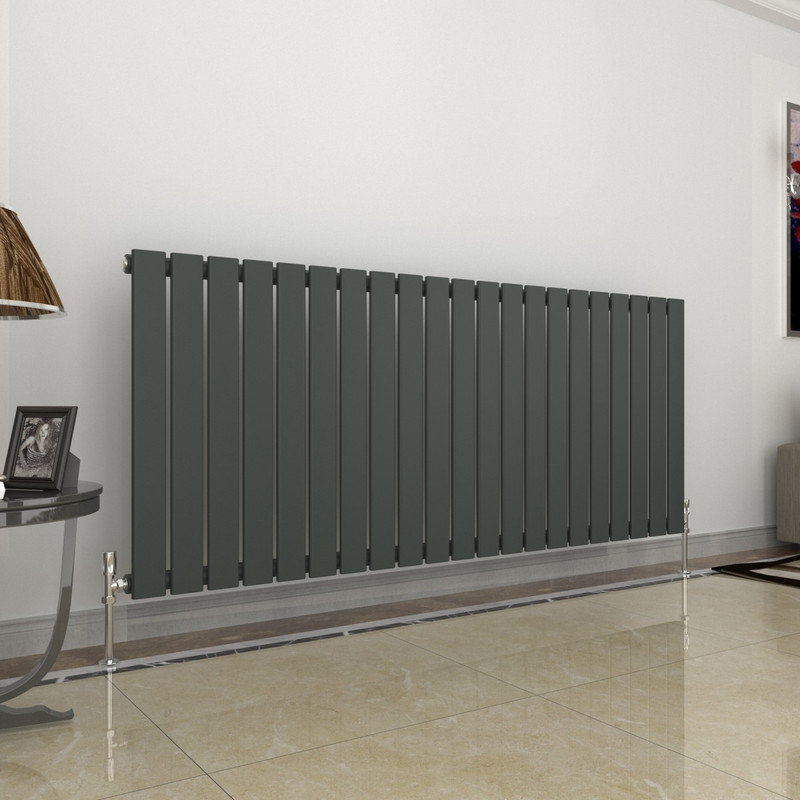 Radiators Vertical/Horizontal Flat Panel Radiators Designer Radiator, 600x1428mm Single, Matt Grey