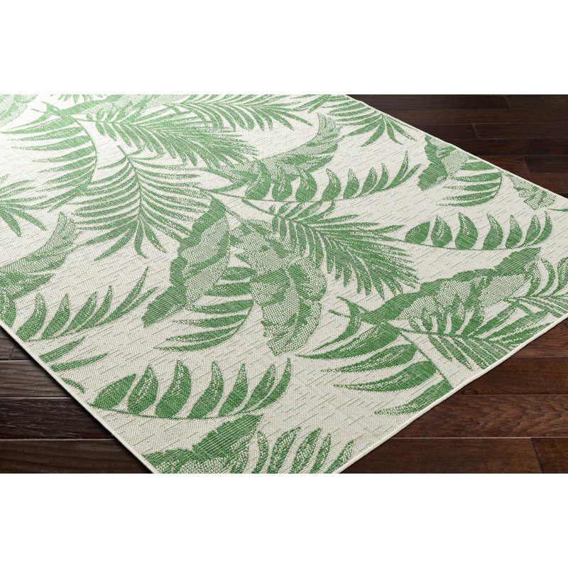 Albarran Indoor & Outdoor Boho Rug Ivory/Green, Rectangle 80 x 150cm