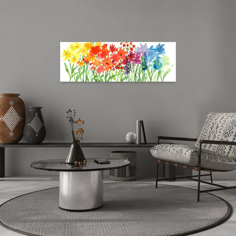 Arc-en-ciel jardin fleurs abstrait coloré vibrant fleur nature, H 12 po x l 36 po