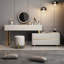 Coiffeuse avec miroir lumineux, 4 tiroirs, prise de courant