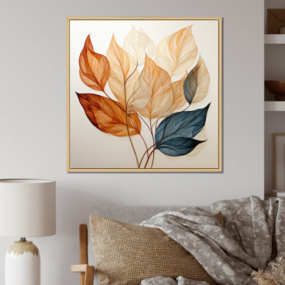 Copper Leafy Abstractions - Leaves Canvas Art