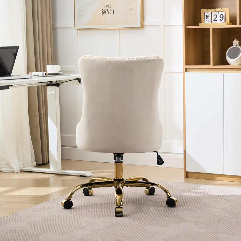 Chaise de bureau réglable en velours beige Arwen, Beige