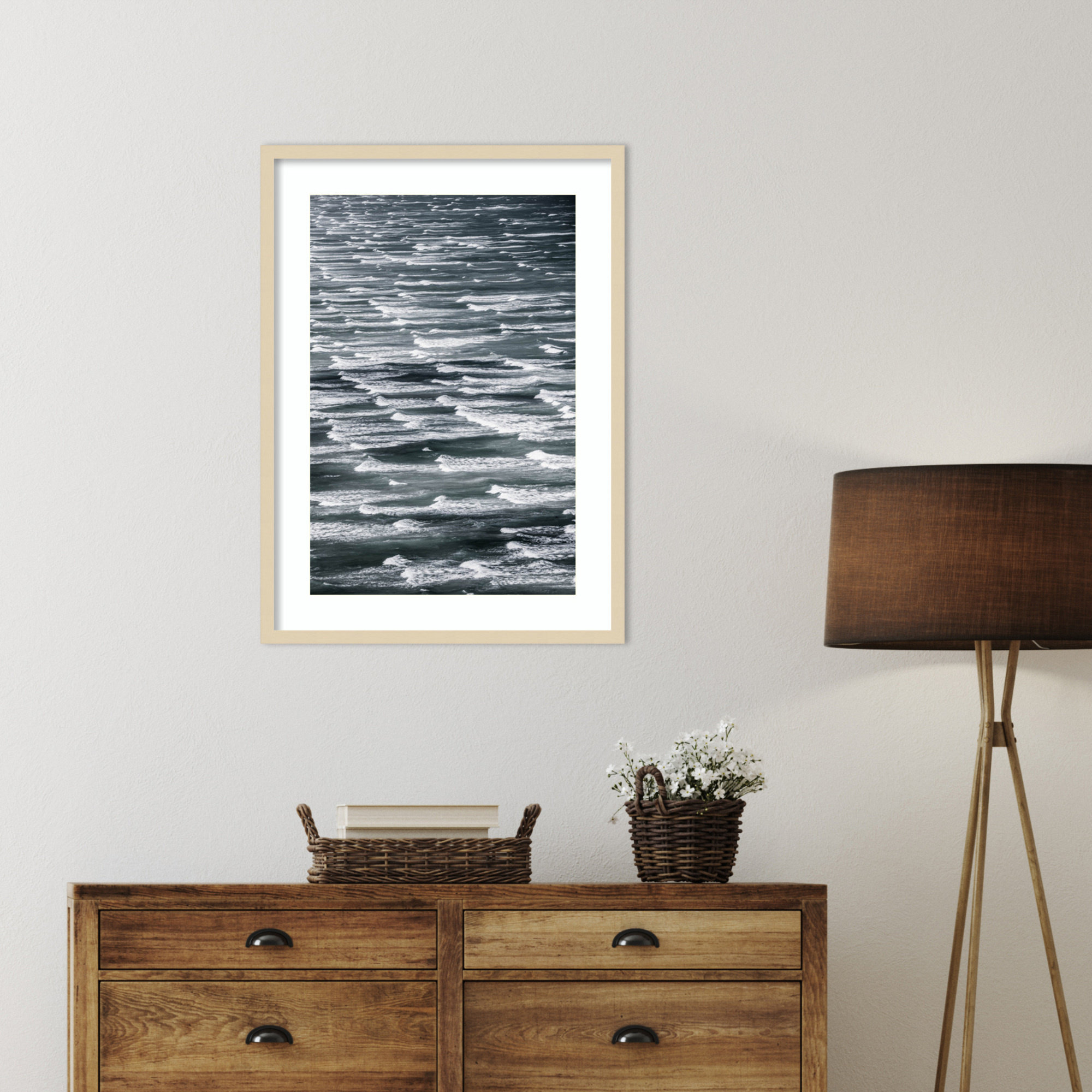 Infinite Waves 02 by Shot by Clint Wood Framed Wall Art Print, 33" H x 24" W, Brown Framed