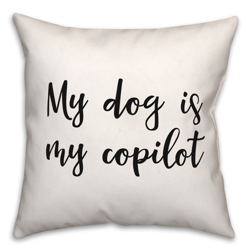 Coussin décoratif noir et blanc "Typographie de mon chien"