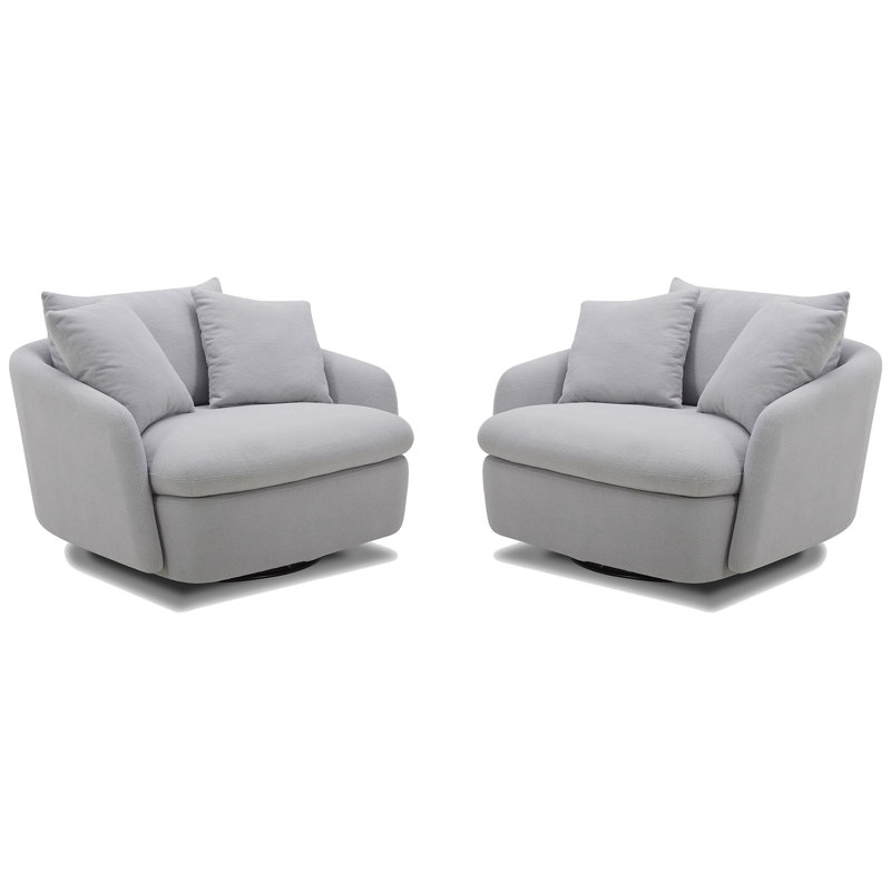 Brieona Upholstered Swivel Chair and a Half, Dame Dove Grey