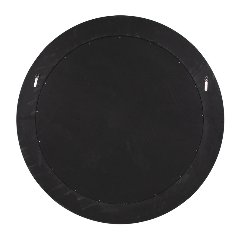 Bergman Round Beveled Mirror, Brushed Silver Leaf with Black Accents, 54" H x 54" W