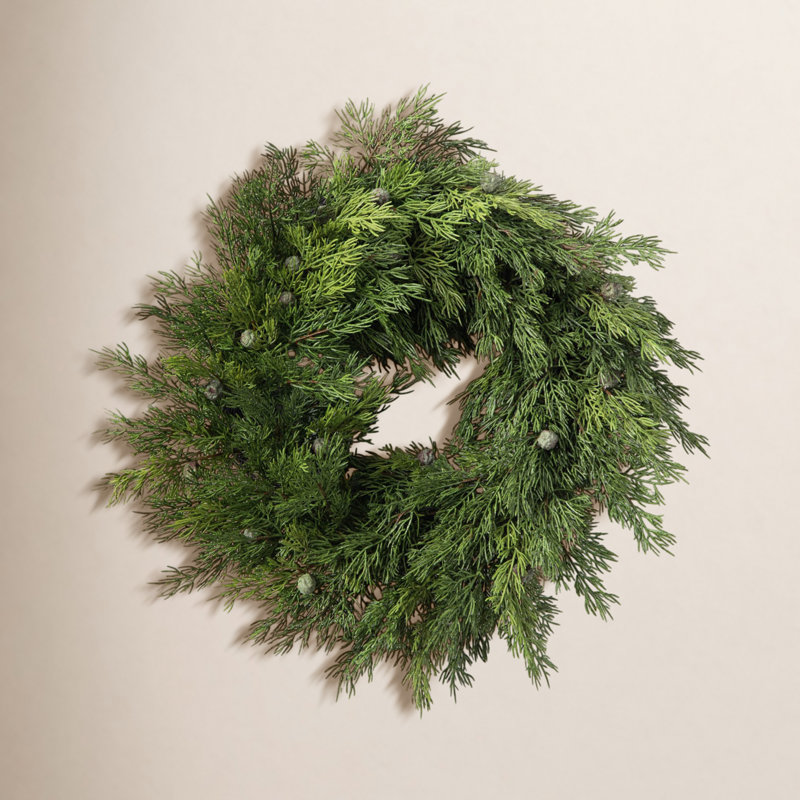 Couronne de manteau de porte en graine de genévrier 18 po