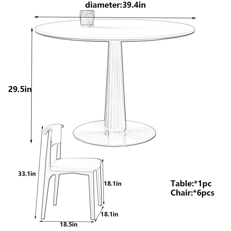 Table de salle à manger Retro Retro, H 29,5 po x L 39,4 po x l 39,4 po