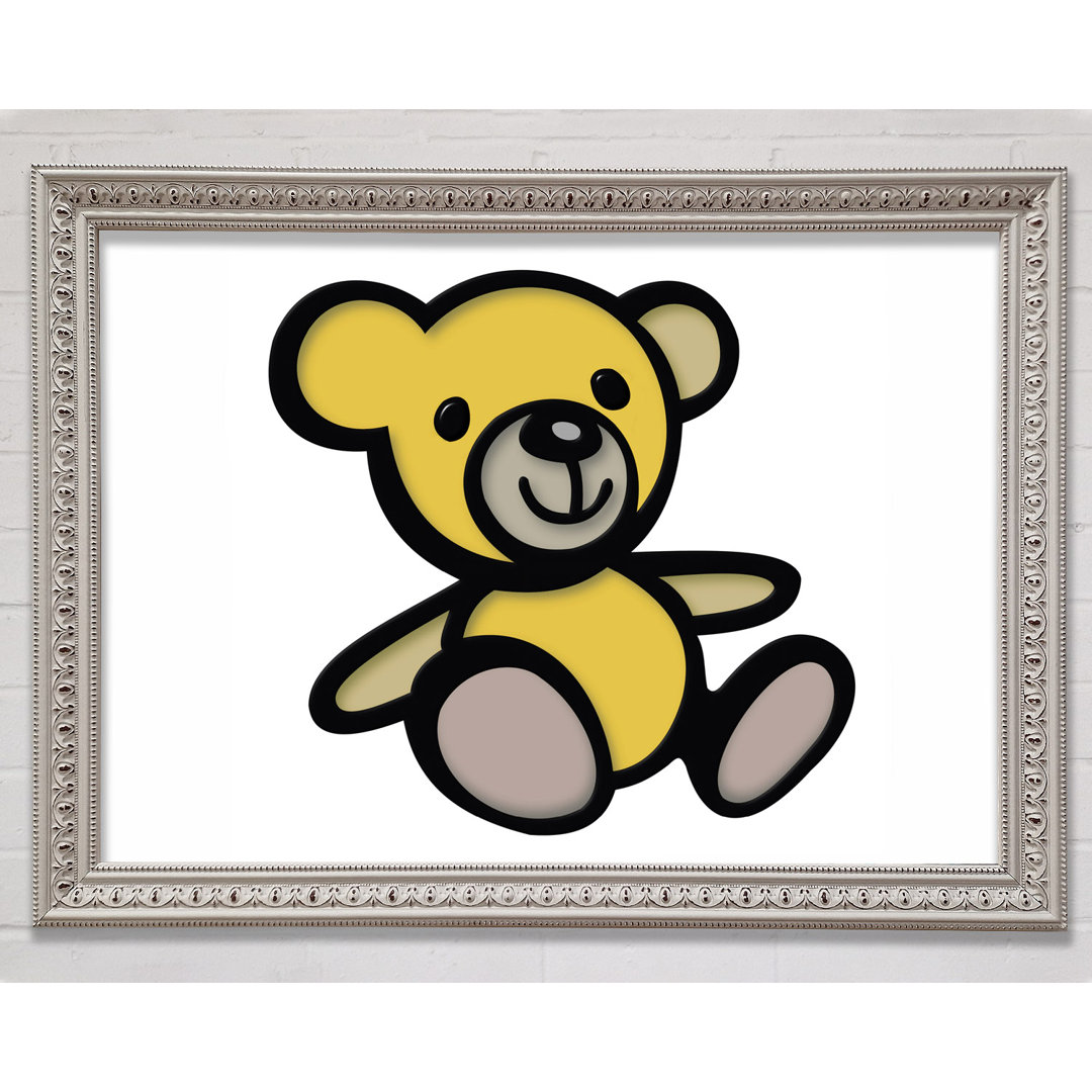 Gerahmtes Leinwandbild Teddy Bear Cartoon in Rosa