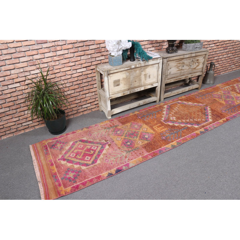 Tapis de couloir rétro vintage brun Herki idéal pour les couloirs et les escaliers - un cadeau parfait pour elle