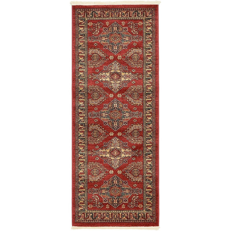Tapis beige / rouge / bleu clair Lauri Southwestern, Tapis de couloir 2 pi 7 po x 6 pi 7 po