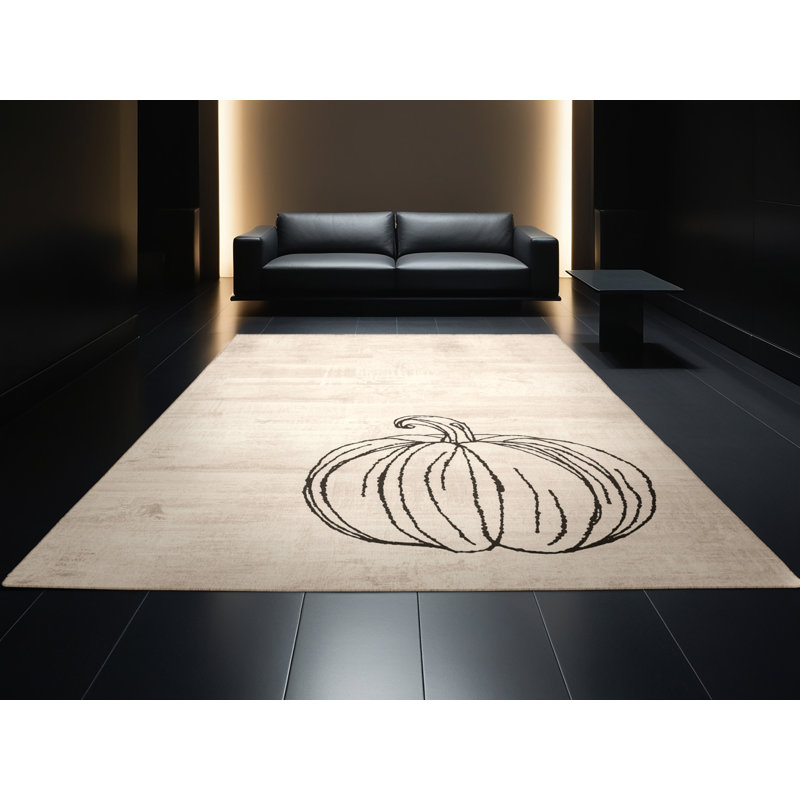 Machine Washable Rhawnhurst Thanksgiving Modern & Contemporary Abstract Rug in Beige – Beige Binding, 4x6