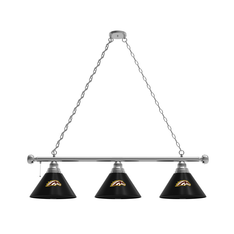 3 - Light Pool Table Lights Pendant, Chrome, Western Michigan Broncos