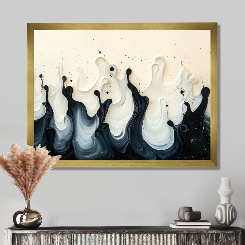 Chingford - art mural abstrait, Reproduction encadrée d'une seule photo, H 34 po x l 44 po, Doré
