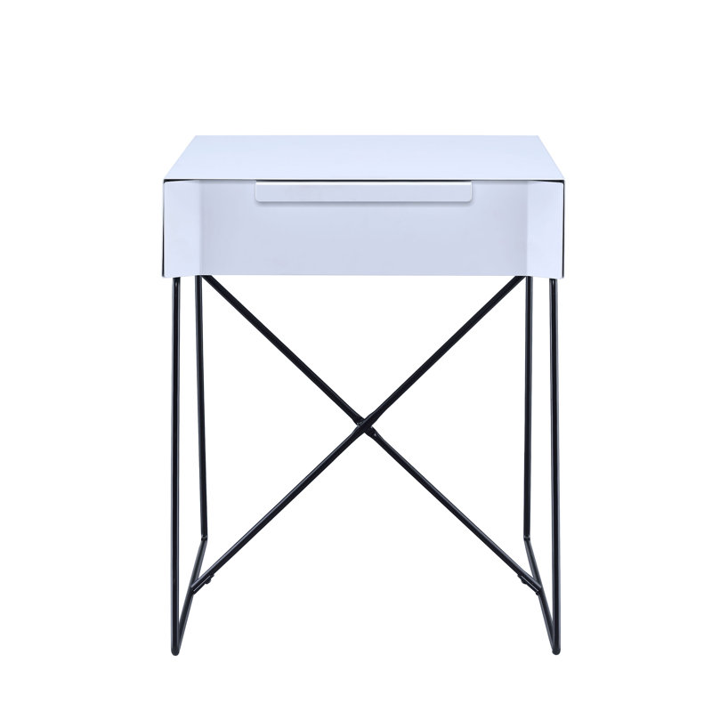 Table de bout avec rangement Emig, Blanc