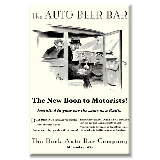 « the auto », affiche rétro sur toile tendue, H 36 po x l 24 po