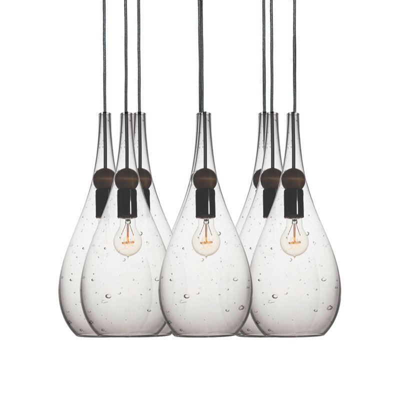 Earth 8 - Light Chandelier, 120" H x 18" W x 18" D, Seeded Glass, Black